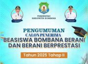 Pengumuman Calon Penerima Beasiswa Bombana Berani dan Berani Berprestasi Tahun 2025 Tahap 2